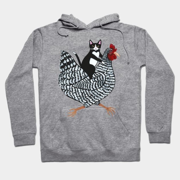 Tuxedo Cat on a Chicken Hoodie by KilkennyCat Art